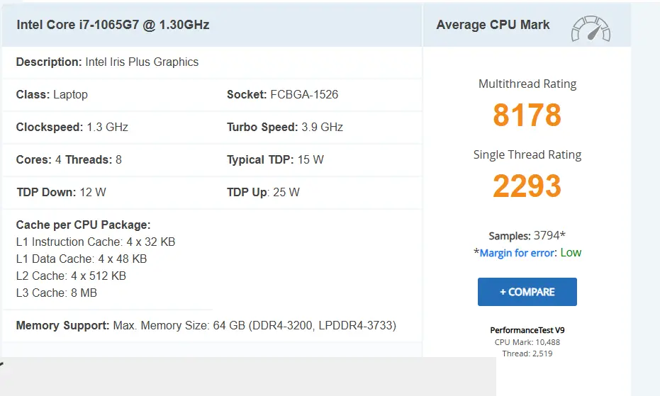 بررسی و مشخصات فنی Intel Core i7-1065G7 3 بررسی و مشخصات فنی Intel Core i7-1065G7 بنچمارک